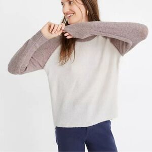 Madewell Allister White & Mauve baseball pullover cozy sweater size small